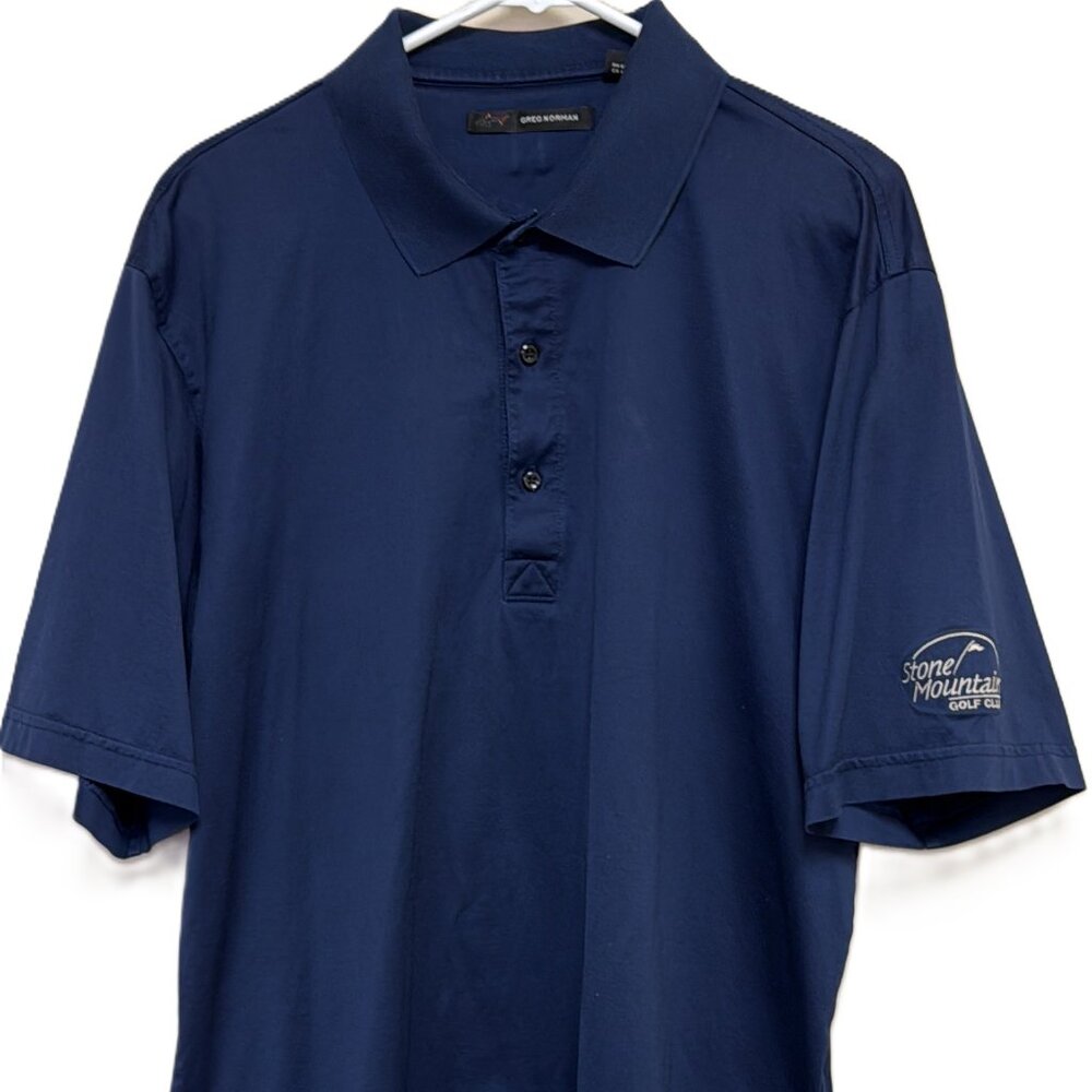 Greg Norman Tournament Polo Golf Shirt Stone Mountain Golf Club Men's L Blue ATL